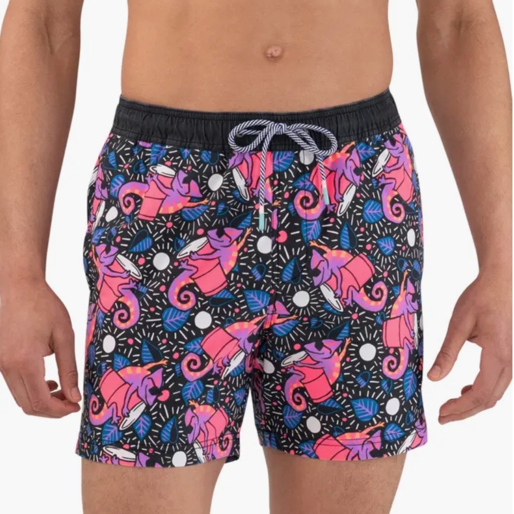 MENS PARTY PANTS KARMA CHAMELEON BLACK SWIM SHORTS SIZE SMALL